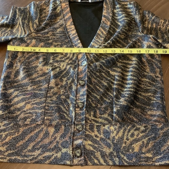 NWT GANNI Animal Leopard Print Metallic V-Neck Cardigan Sweater Size 40 EU/8 US - Picture 14 of 16